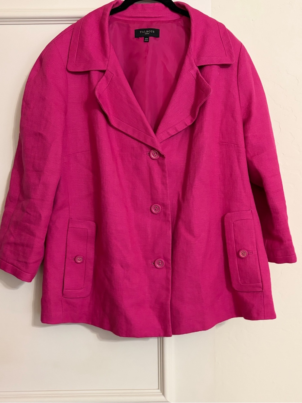 Talbots Woman Pink Blazer Jacket Size 20W Plus Size 3/4 Sleeve